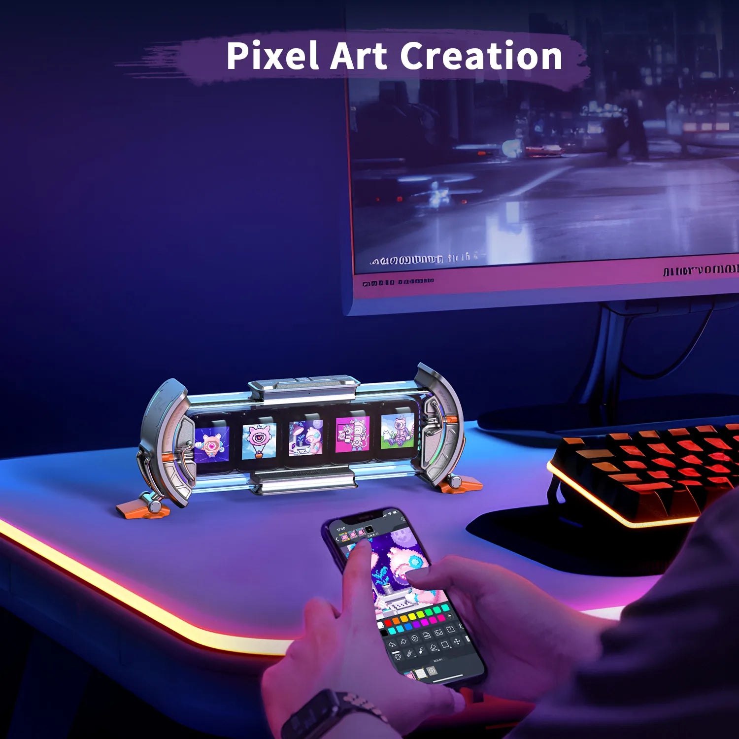 New Divoom Times Gate Pixel Art Gaming Setup Clock with Smart App Control, 128x128 IPS Screen Display - A1Smartstore®