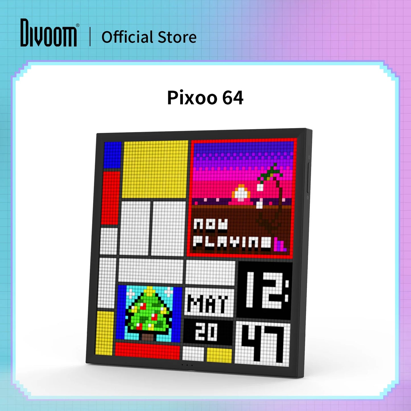 Divoom Pixoo 64 Digital Photo Frame with 64*64 Pixel Art LED Picture Electronic Display Board,Neon Light - A1Smartstore®