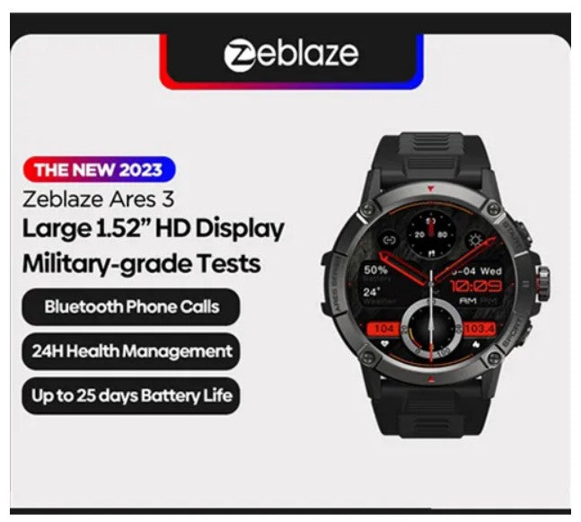 New Zeblaze Ares 3 Smart Watch Large 1.52'' IPS Display Voice Calling - A1Smartstore®
