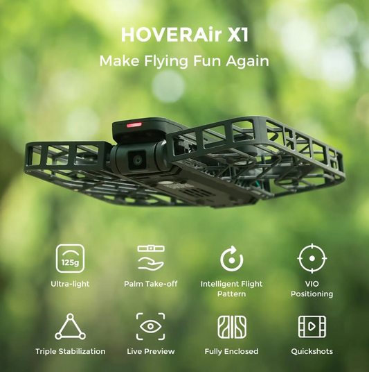 HOVER Air X1 Self Flying Camera Pocket Sized Drone HDR Video Capture Palm Takeoff Intelligent Flight Paths Follow Me Mode - A1Smartstore®