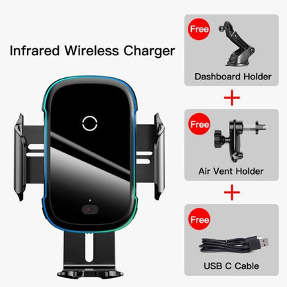 Baseus 15W QI Wireless Charger Car Mount for iPhone Samsung Car Phone Holder - A1SmartStore®