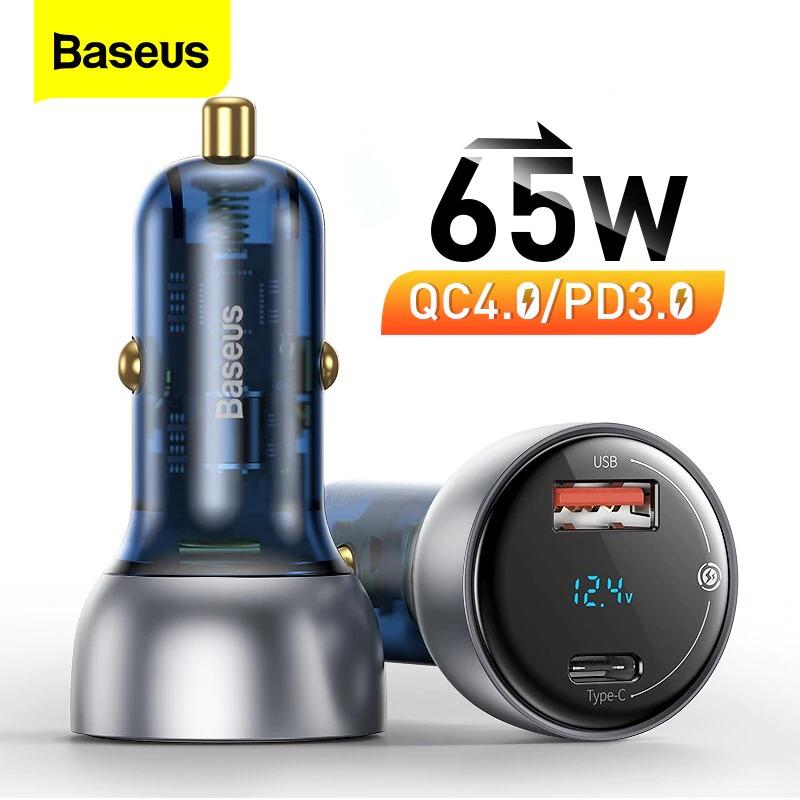 Baseus Car Charger PD 65W Fast Charging Quick Charge 4.0 QC3.0 USB Type C - A1SmartStore®