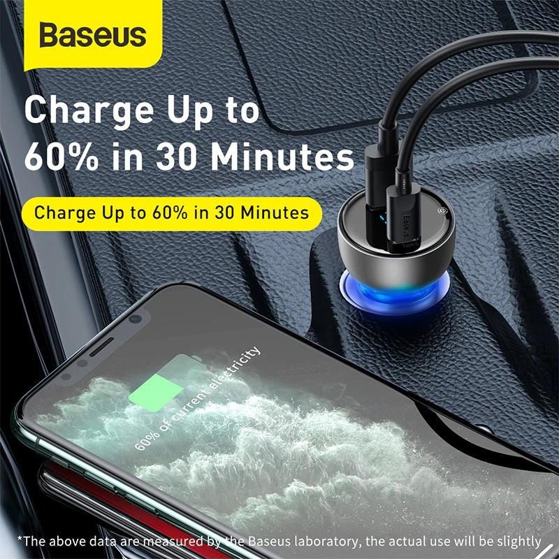 Baseus Car Charger PD 65W Fast Charging Quick Charge 4.0 QC3.0 USB Type C - A1SmartStore®