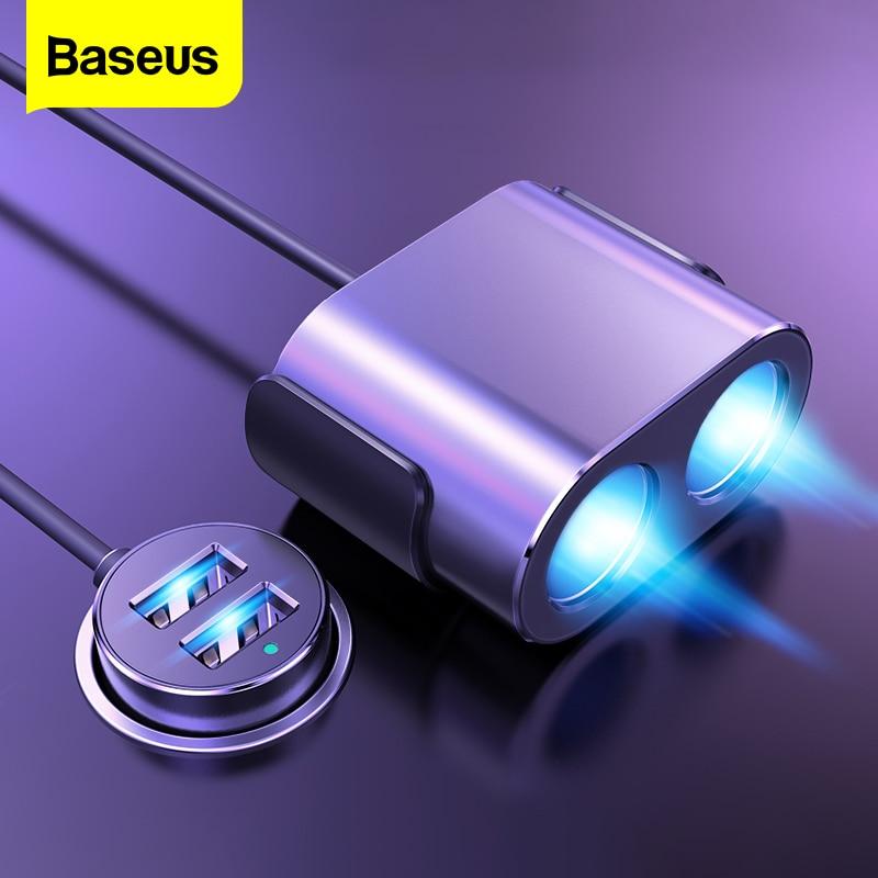 Baseus Car Cigarette Lighter Socket Splitter Charger Dual USB 100W Quick Charge - A1SmartStore®