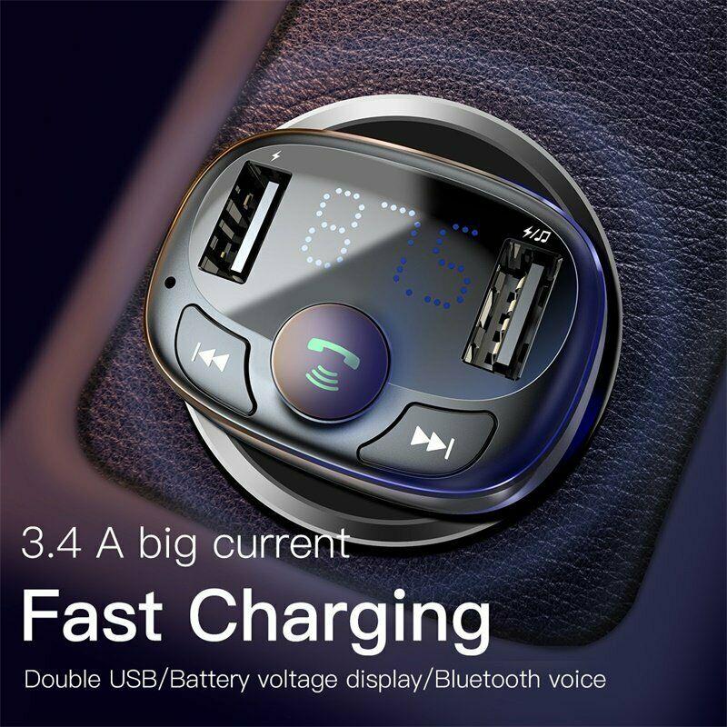 Baseus Wireless Bluetooth Car FM Transmitter MP3 Player 2 USB Charger Handsfree - A1SmartStore®
