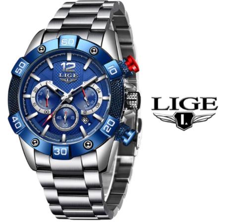 LIGE New Fashion Blue Mens Watches Top Brand Luxury Clock Sports Chronograph Waterproof Quartz Watch Men - A1SmartStore®
