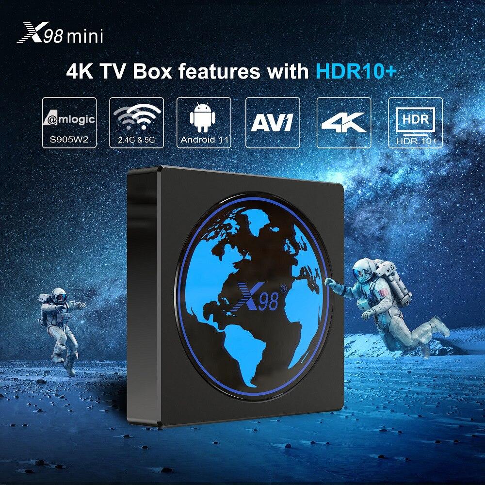 VONTAR X98mini Amlogic S905W2 TV Box Android 11 Support AV1 Wifi BT Youtube Media Player - A1SmartStore®