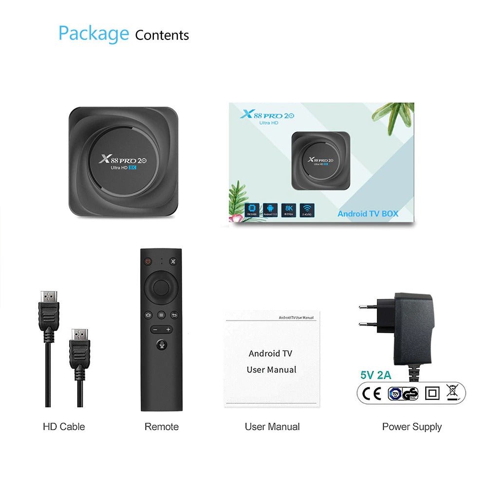 X88 pro 20 TV box android 11 HD 8K Smart TV Box Google Voice Set Top Box - A1SmartStore®